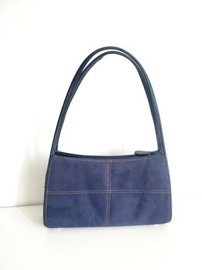 Classic Navy Suede Shoulder Bag - Women